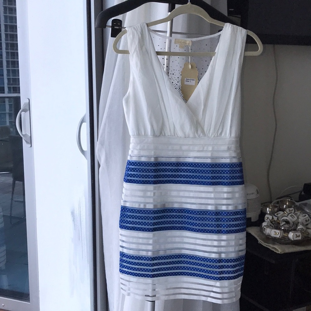 White and blue dress